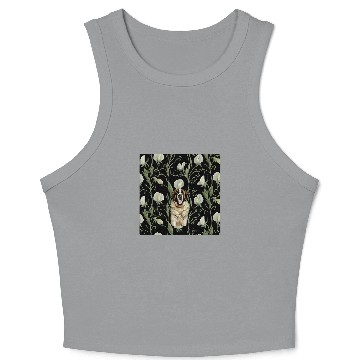 Discover Saint Bernard White Sweet Pea Flower Pattern Crop Tank Top