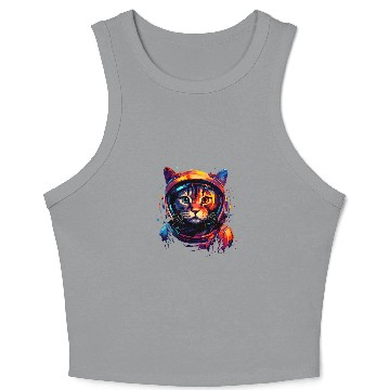 Discover Space Cat Astronaut Cat Galaxy Kitten Graphic Crop Tank Top