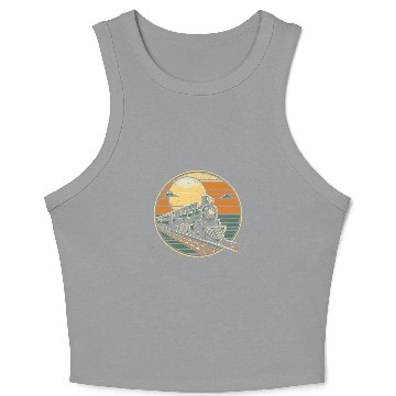 Discover Train Operator Locomotive Steam Engine Railroad Vintage Crop Tank Top
