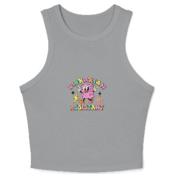 Discover Librarian Assistant Appreciation Library Book Reader Groovy Crop Tank Top