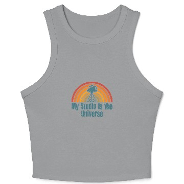 Discover Space Camera Photography Retro Telescope Astronomer Crop Tank Top