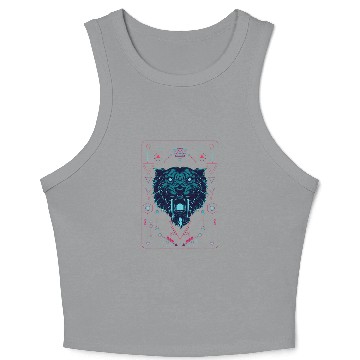 Discover Native American geometric animal sabertooth tiger Crop Tank Top