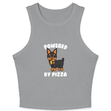 Discover Powered By Pizza Miniature Pinscher Dog Crop Tank Top