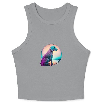 Discover Weimaraner Japanese Retro Synthwave Crop Tank Top