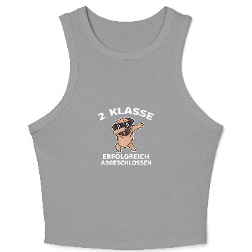 Discover Kids 2  Class Dog Pug School Child Second Class Primary School Crop Tank Top