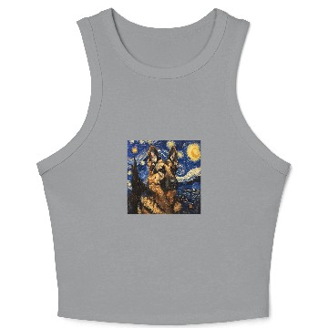 Discover German Shepherd Dog Van Gogh Style Starry Night 1 Crop Tank Top
