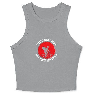 Discover Sushi Delivery On Two Wheels Bicycle Cycling Crop Tank Top