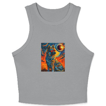 Discover Total Solar Eclipse Norwegian Elkhound Dog Crop Tank Top