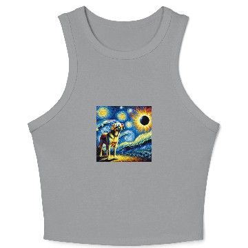 Discover Labrador Retriever Solar Eclipse 2024 Van Gogh Starry Night Crop Tank Top