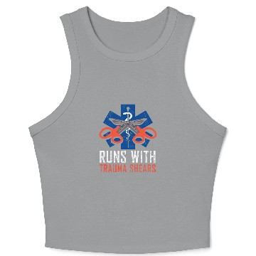 Discover Runs With Trauma Shears Gift Ambulance EMT First Aider Crop Tank Top