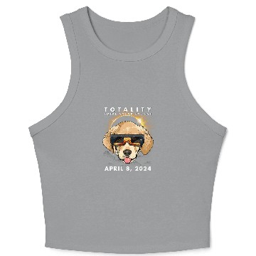 Discover Solar Eclipse 2024 Labrador Dog Wearing Glasses Crop Tank Top