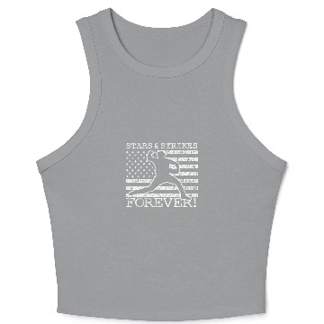 Discover Stars and Strikes Forever Baseball Pitcher American Flag Crop Tank Top