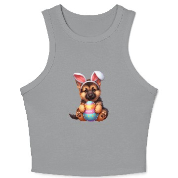 Discover German Shepherd Puppy Easter Bunny Colorful Easter Egg Dog Crop Tank Top