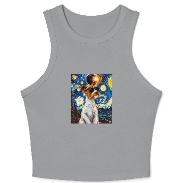 Discover Total Solar Eclipse Wire Fox Terrier Dog 2 Crop Tank Top