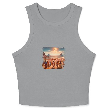 Discover Native American Southwest Solar Eclipse American Retro Crop Tank Top