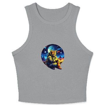 Discover Sad Astronaut Cat In Outer Space Galaxy Cat Astronaut Design Crop Tank Top