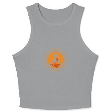 Discover Tibet Monk Meditating Buddha Buddhism Crop Tank Top