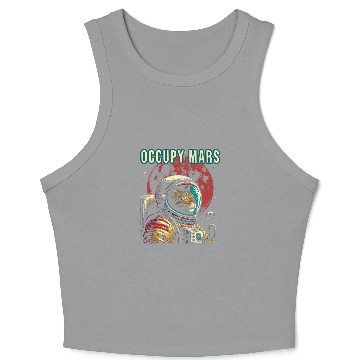Discover Occupy Mars Funny Cat Astronaut Retro Crop Tank Top