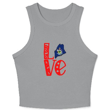 Discover Love Maine in Art Block Letters Crop Tank Top