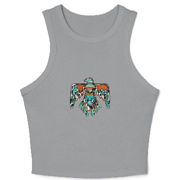 Discover western boho cowhide turquoise native american thunderbird Crop Tank Top