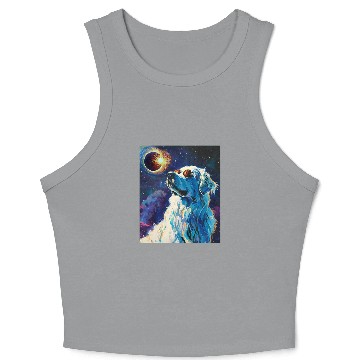 Discover Total Solar Eclipse Great Pyrenees Dog Crop Tank Top