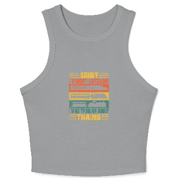 Discover Retro Wagon Train Lover Model Railroad Conductor Funny Train 22 Crop Tank Top