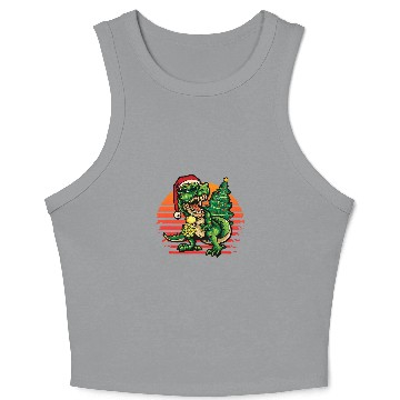 Discover xmass Dinosaur TRexs Tree Christmas Lights Crop Tank Top