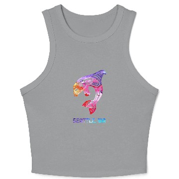 Discover Seattle Washington Native American Indian Orca Killer Whale Crop Tank Top