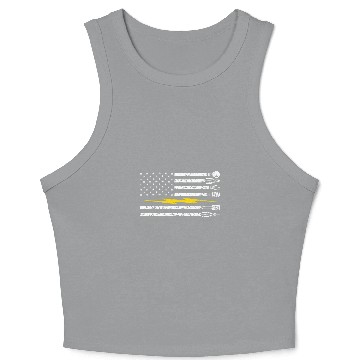 Discover USA Flag Electrician Voltage Lineman Circuit Cable Crop Tank Top