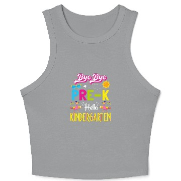 Discover Bye Bye Prek Hello Kindergarten Flamingo Back to School Crop Tank Top
