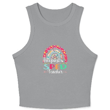 Discover Hoopiest SPED Teacher Polka Dot Boho Rainbow Happy Easter Crop Tank Top
