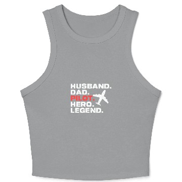 Discover Husband DAD Pilot HERO LEGEND Retro Pilot Present Crop Tank Top