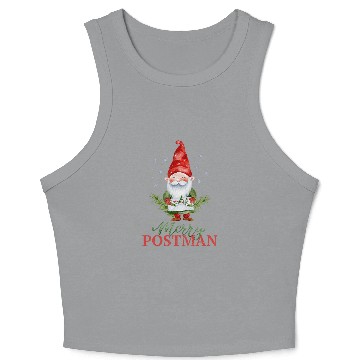 Discover Merry Postman Funny Christmas Gnome Mailman Postal Worker Crop Tank Top