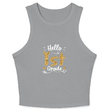 Discover Hello 1st Grade Team Squad Leopard Back To School 1 Crop Tank Top