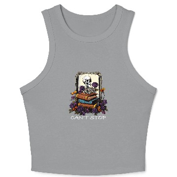Discover Cant Stop Floral Skeletons Reading Bookworm Reader Funny 2 Crop Tank Top