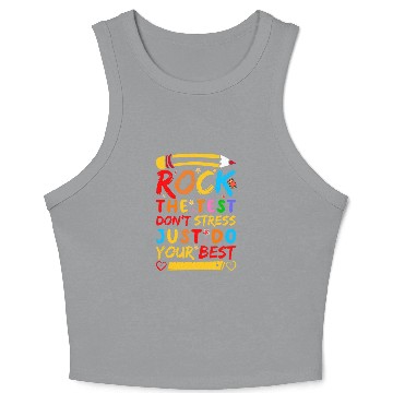Discover Test Day Rock The Test Funny Teacher Student Testing Exam Crop Tank Top