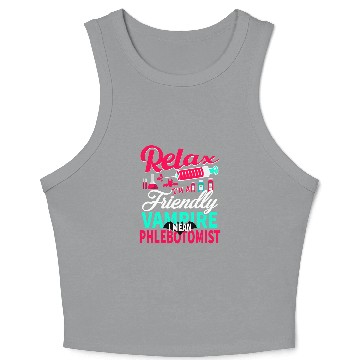 Discover Funny Phlebotomist Blood Technician nurses Friendly Vampire Crop Tank Top