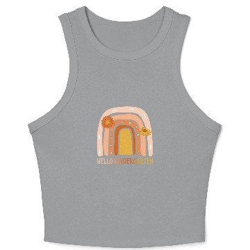Discover Hello Kindergarten Leopard Rainbow Back To School Teacher Crop Tank Top