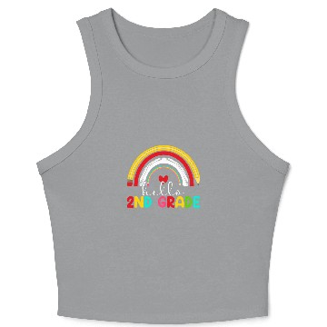 Discover Hello Second Grade Rainbow Team 2nd Grade Teacher Crop Tank Top