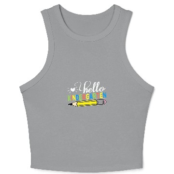 Discover Hello Kindergarten Teacher Student Back To School Crop Tank Top