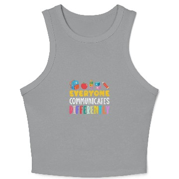 Discover Everyone Communicates Differently SPED Teacher Distressed Crop Tank Top