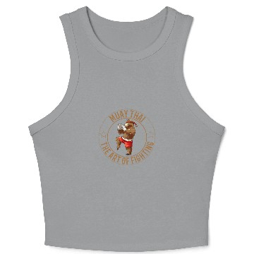 Discover Cute Muay Thai Brown Bear Crop Tank Top