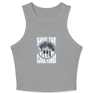 Discover Back to the Future Save Clocktower Charcoal Heather Crop Tank Top