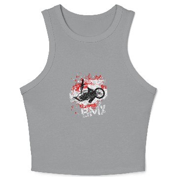 Discover BMX cyclist sprints in red distressed style Crop Tank Top