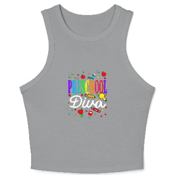 Discover Preschool Diva Back To School Teacher Student Crop Tank Top