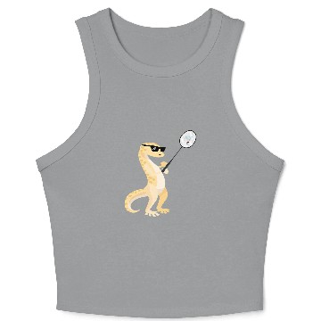 Discover Funny Gecko Wearing Sunglasses Playing Badminton Lizard Crop Tank Top