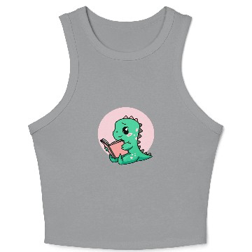 Discover Cute Book Reading Dinosaur Crop Tank Top