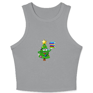 Discover Cute christmas library tree gift librarian and book 2 Crop Tank Top