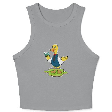 Discover Duck Reading Book Crop Tank Top