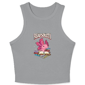 Discover Cute Readsolotl Book Reading Axolotls Bookworm Crop Tank Top